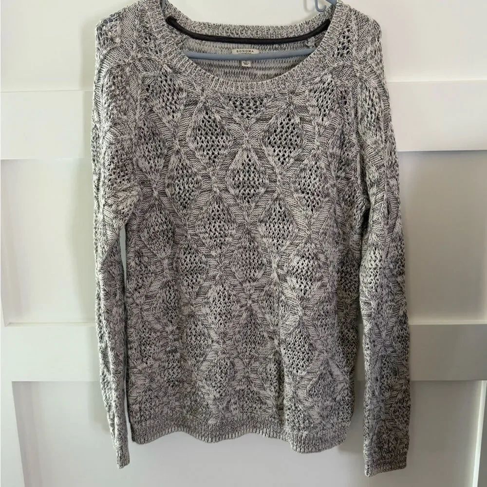 Vintage Sonoma Gray Patterned Knit Sweater size Large